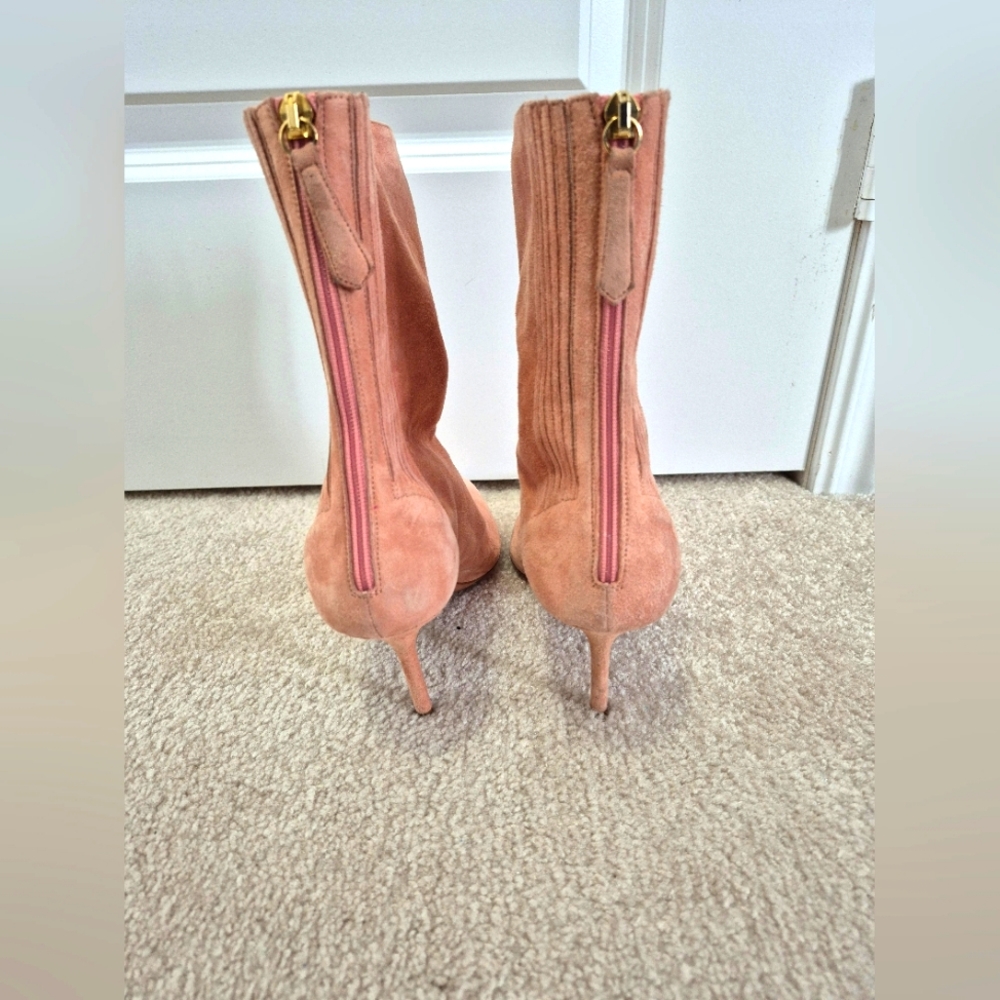 Aquazzura Pink Suede Stiletto High Heel Boots, Size EU 38, US 8 - Picture 7 of 10